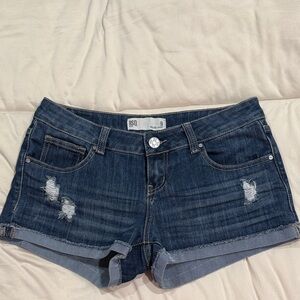 RSQ Dark Blue Distressed Denim Shorts